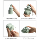 600ml Silicone Folding Bottle Adult Portable Reusable Plastic Cups Outdoor Travel Gym Water Bottle Motivational Drinking Bottle